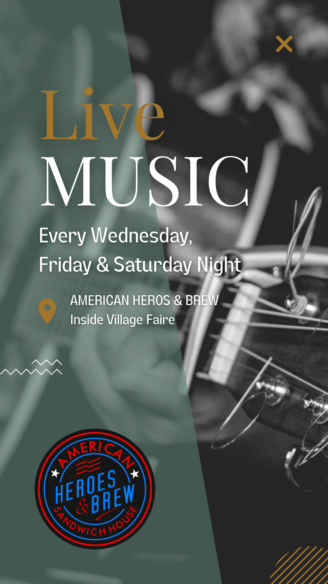 Live music at American Hero & Brew in Carlsbad, CA.