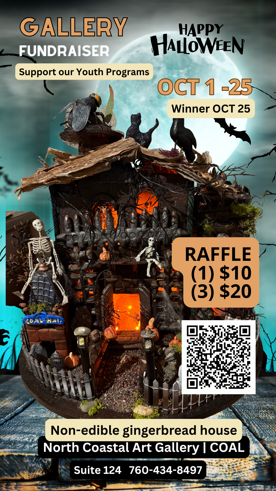 North Coastal Art Gallery - Haunted Gingerbread House Raffle flyer